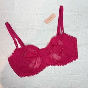 New DOBREVA Women's Sexy Lace Bra Underwire Balconette Unlined Demi Sheer